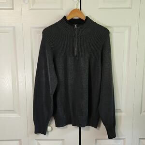 Dockers Men's Dark Gray 1/4 Zip Sweater Size LG 100% Cotton Coastal Neutral